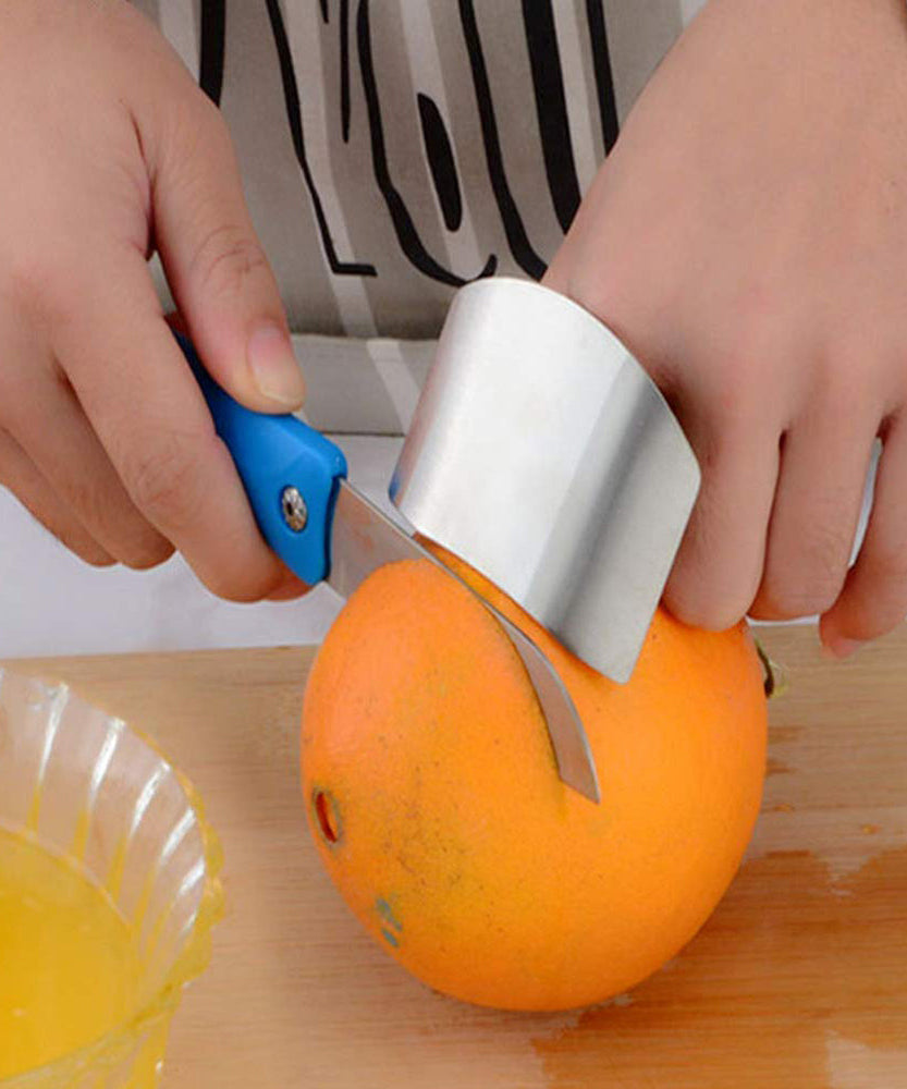 Durable stainless steel cutting protector for kitchen safety.