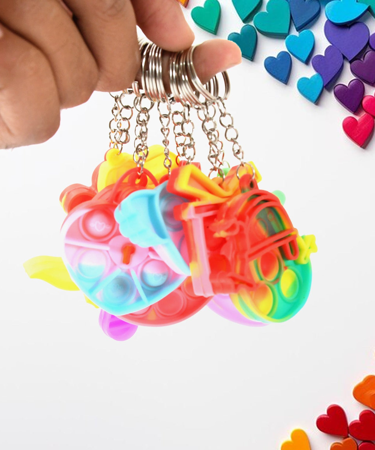 Compact Pop It Keychain – Fun Stress Relief Fidget Toy (1 Pc | Mix Design)