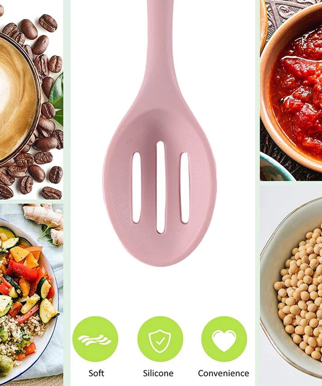 Heat-resistant silicone cooking utensil, 27cm, designed for kitchen use.