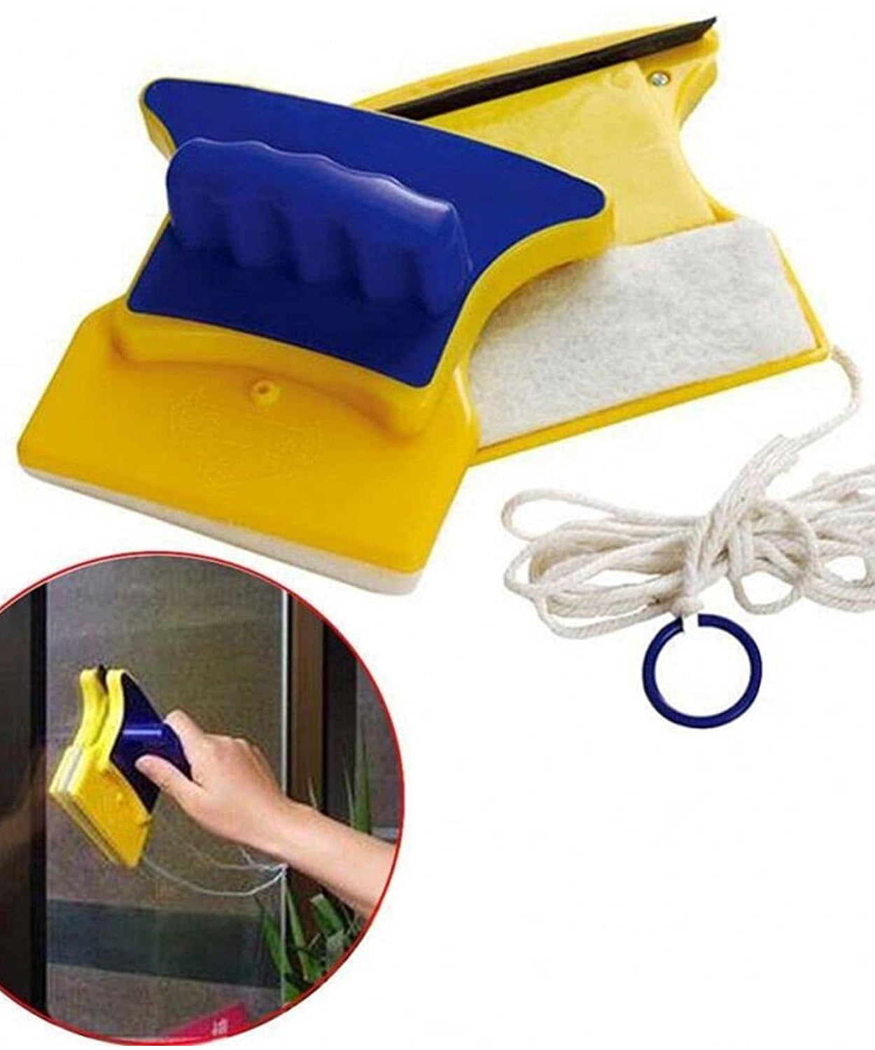 Double-sided magnetic glass cleaner with extra pads