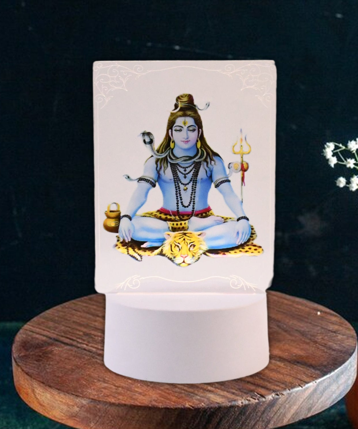 Beautiful 3D Lord Shiva Frame with Soft White Light (1 Pc)