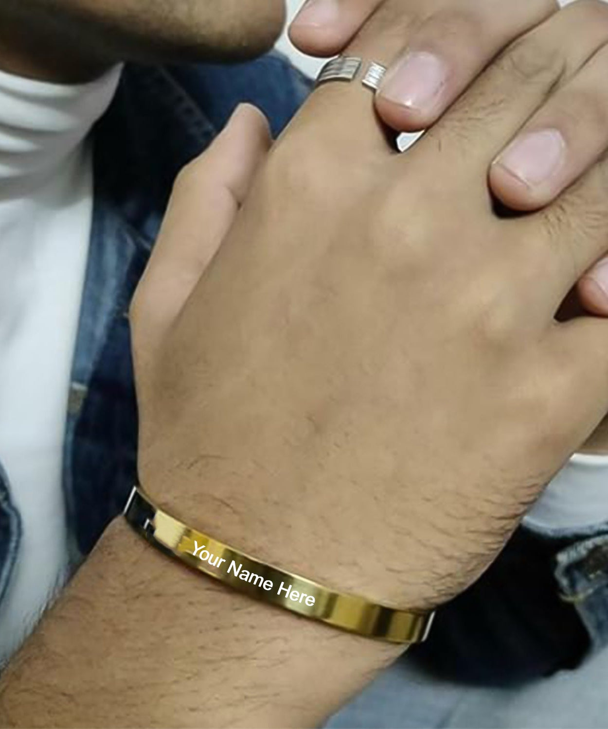 Customized / Personalized Stylish Kada Bracelets (1 Pc / Golden)