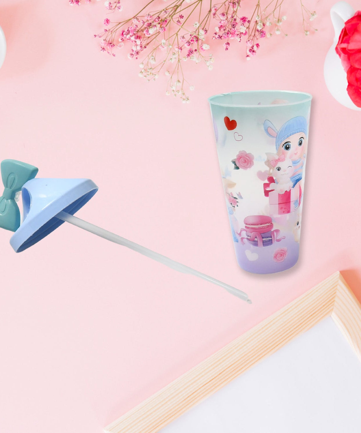 Unicorn Water Bottle with Straw & Lid for Kids (With Light)