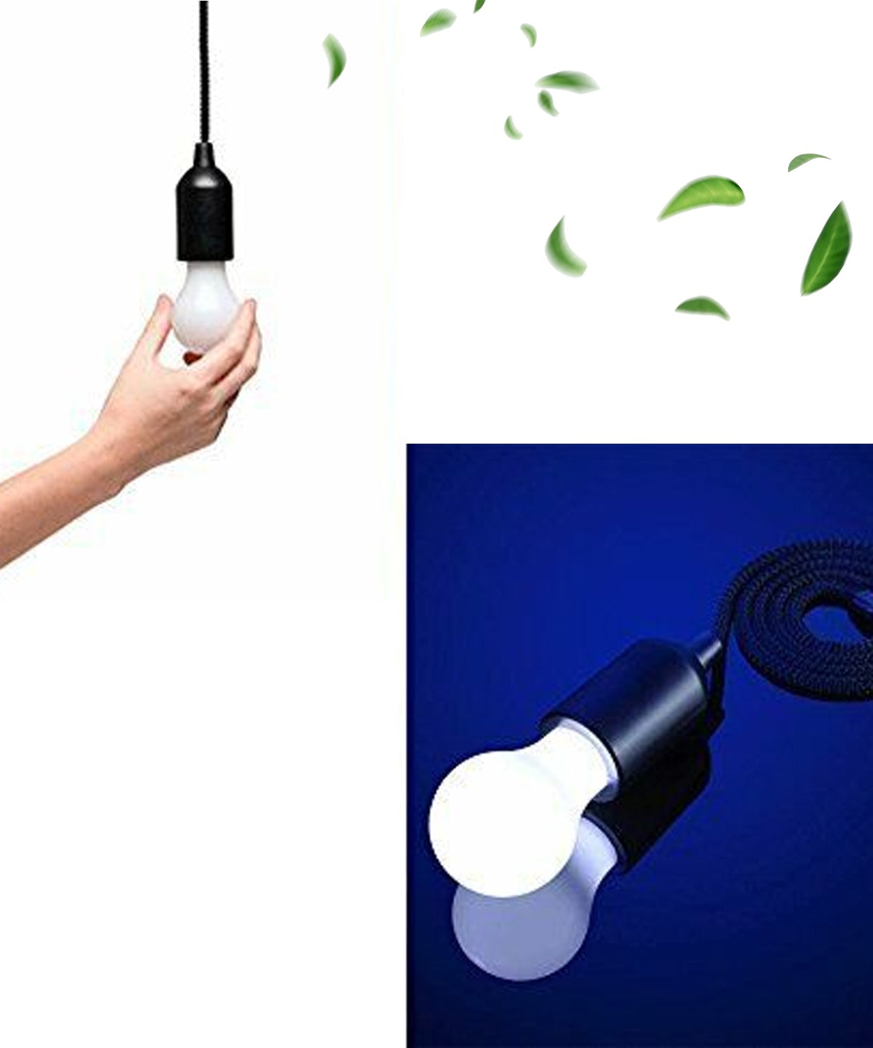 LED Pull Cord Light – Hanging Black LED Bulb (1 Pc)