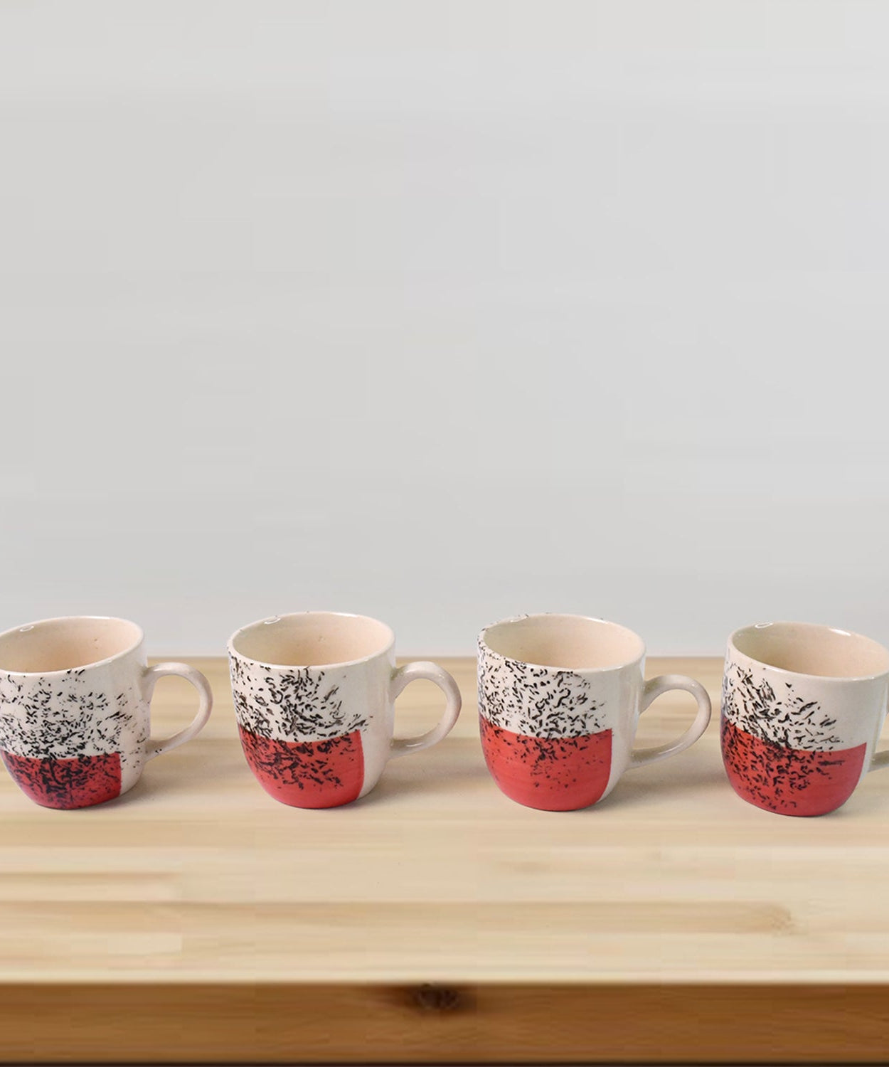 Healthy Choice Set Of 4pc Ceramic Cup And 4pc Glass Bowl With Plastic Plate (9 Pcs Set)