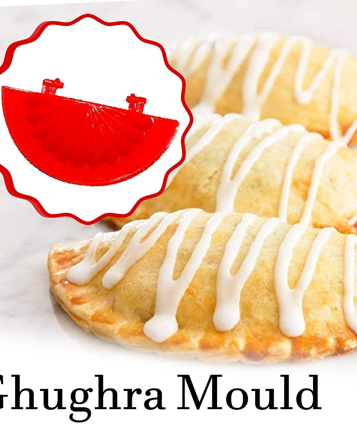 4-piece red plastic dough press set for kitchen use