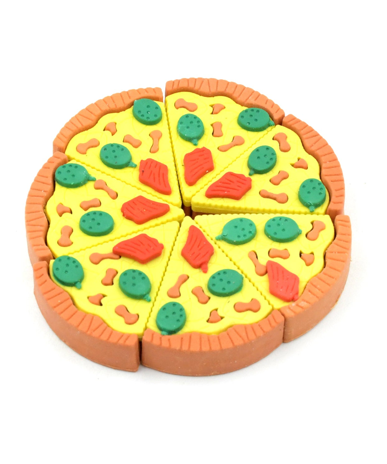 3D Pizza Slices Eraser Set – Fancy & Colorful Stationery for Kids & Gifts (7 slice)