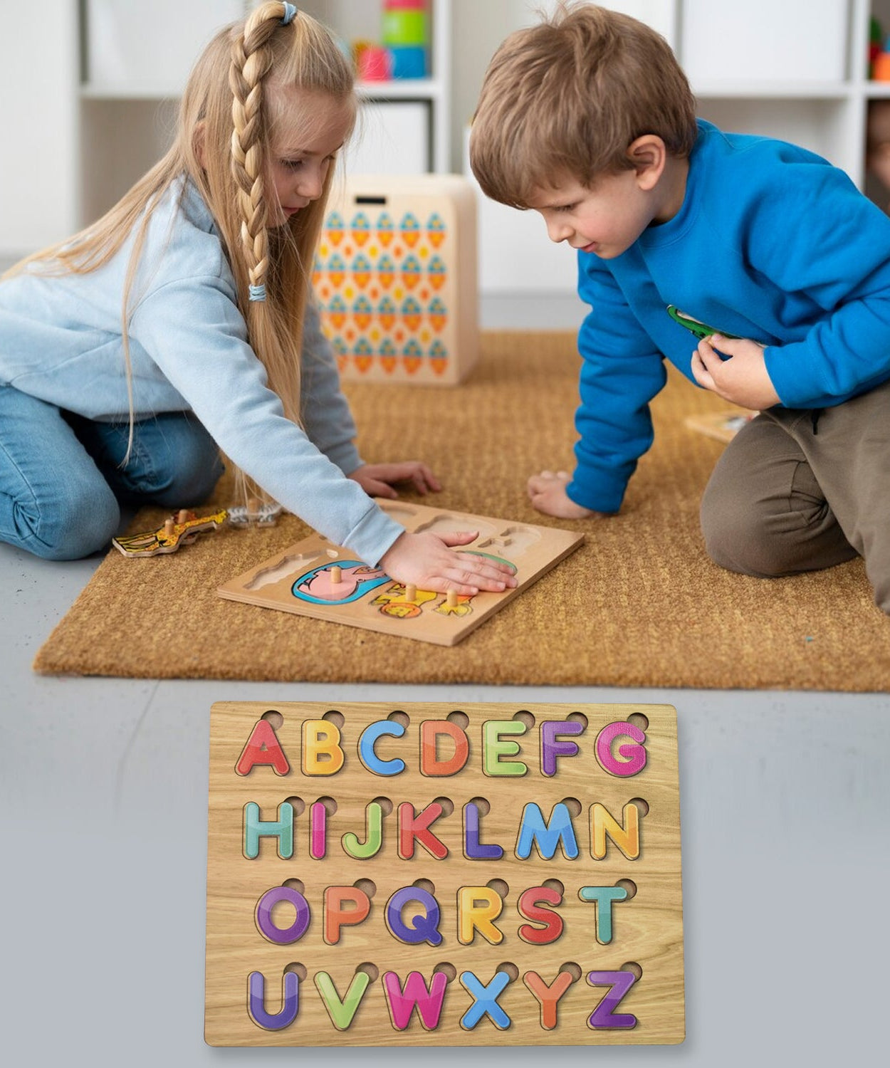 Tooky Toy Wooden Alphabet & Shapes Puzzle
