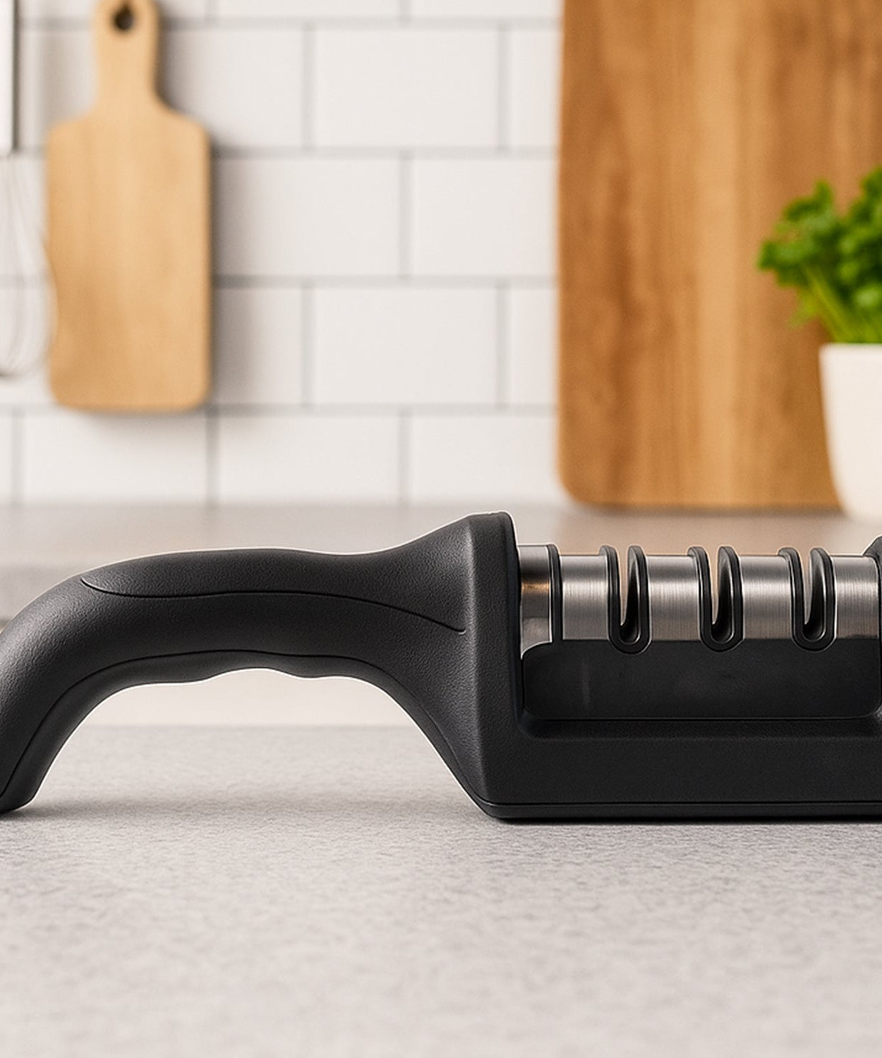 Manual Red & Black Knife Sharpener 3 Stage Sharpening Tool for Ceramic Knife and Steel Knives.