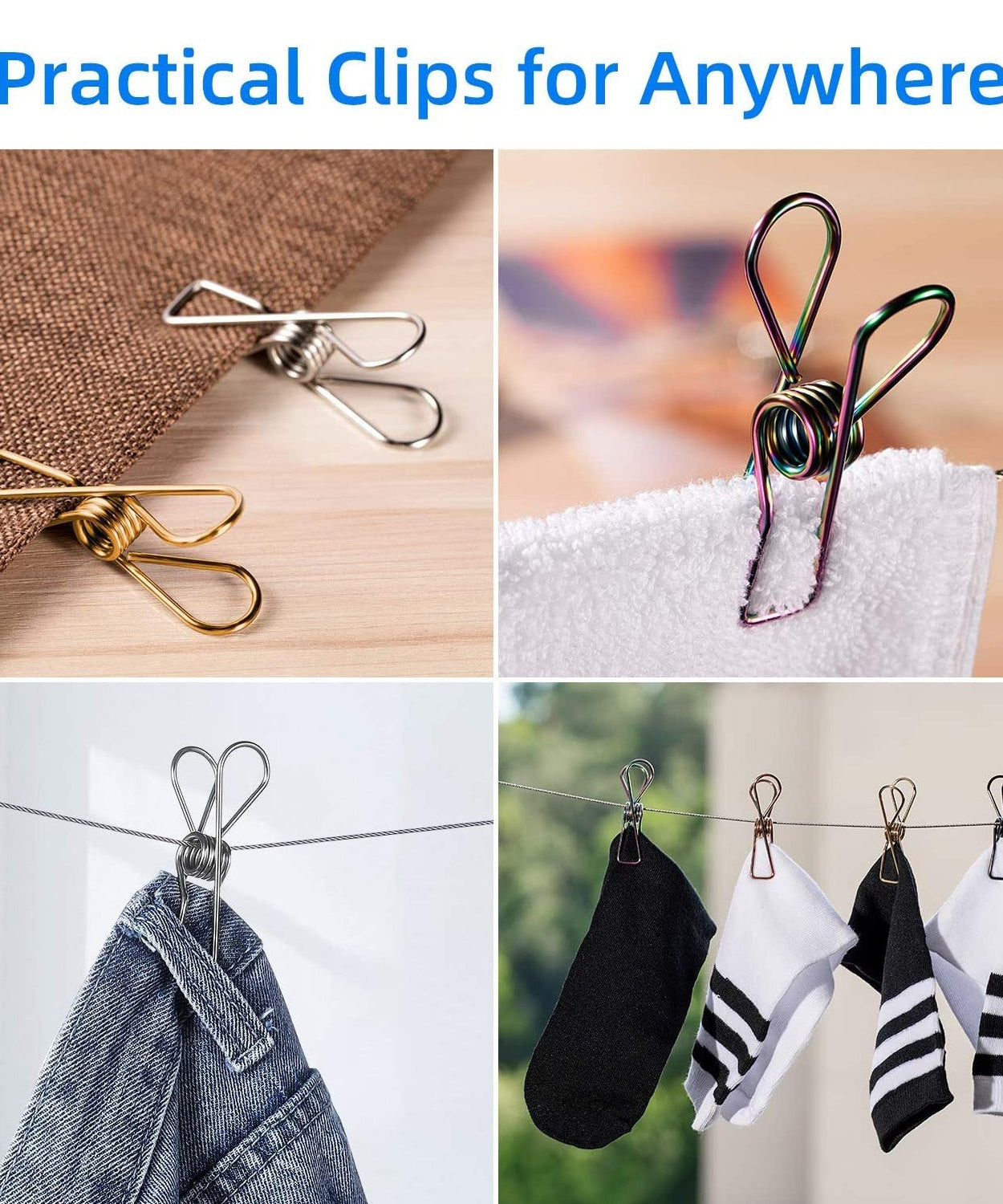 Durable clothes hanging clips made of stainless steel