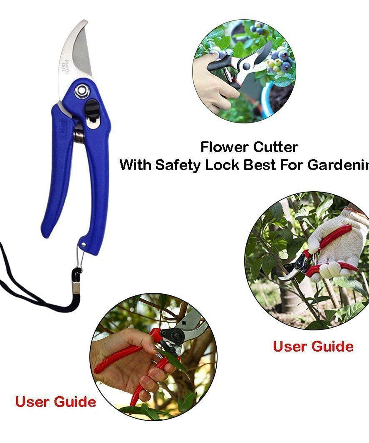 Garden pruners for trimming and cutting various plant parts