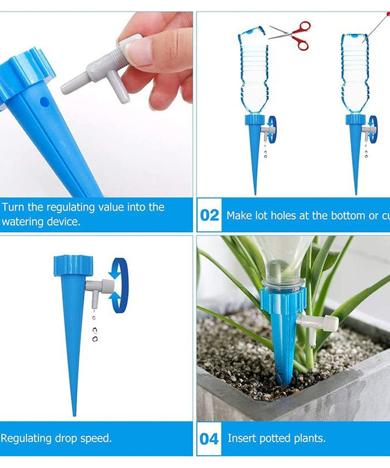 Adjustable Plant Watering Spikes with Slow Release Valve