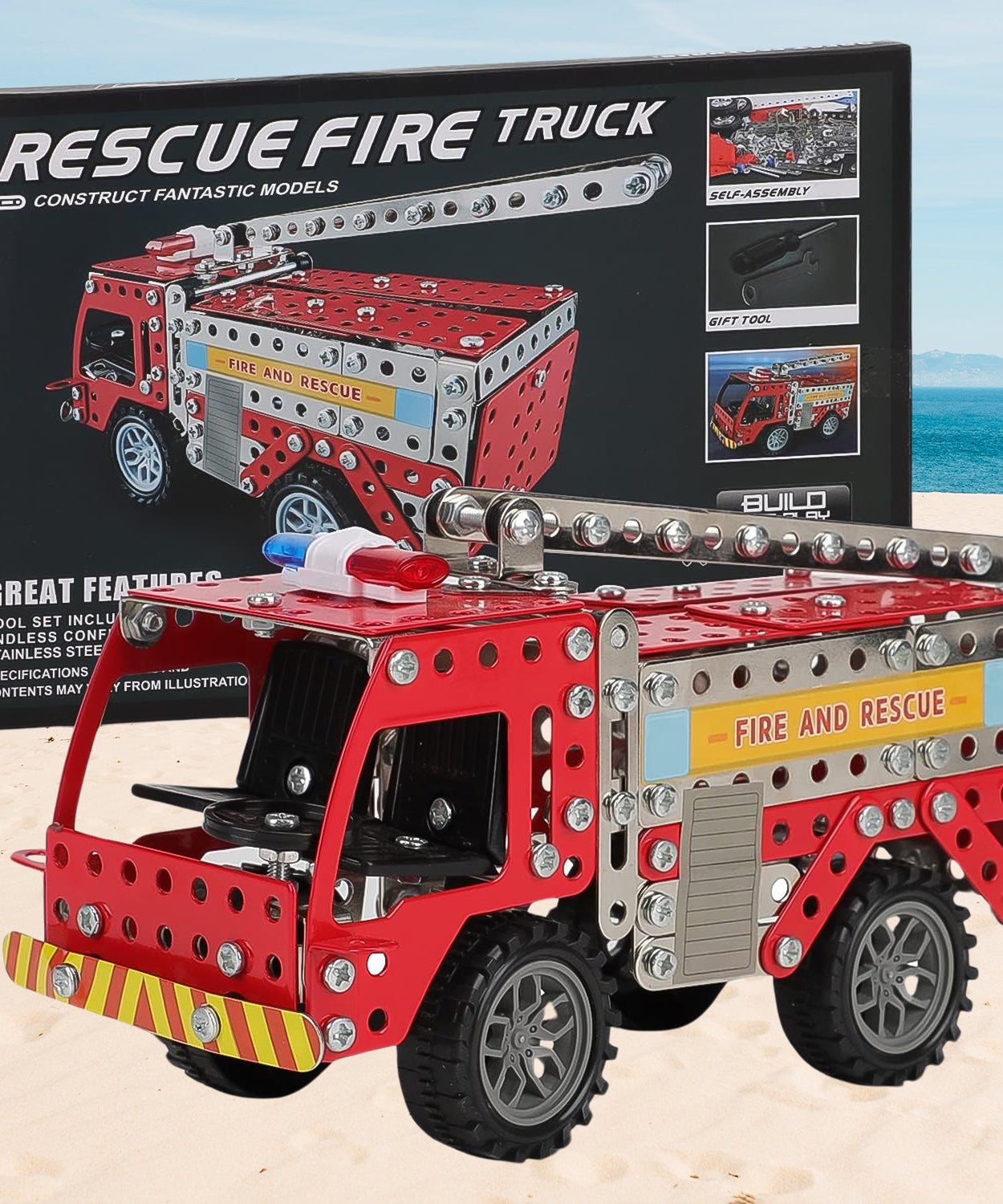 Metal DIY Fire Truck Building Blocks for Kids