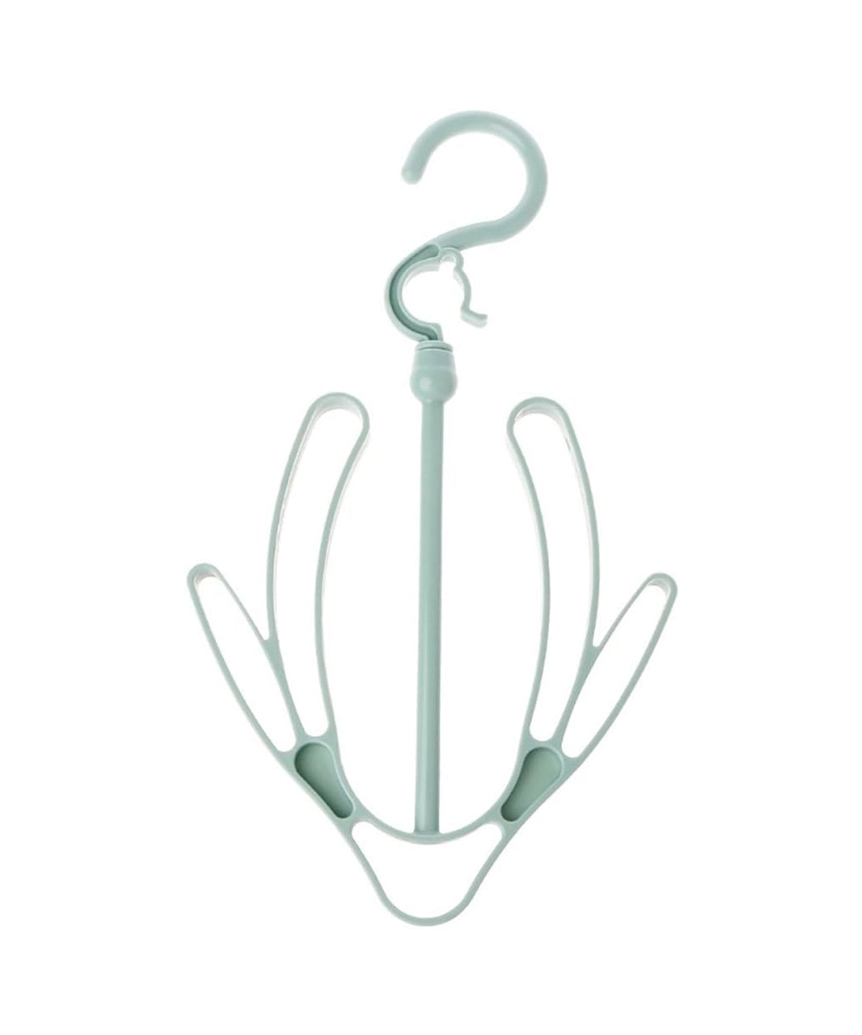 Rotatable and space-saving shoe hanger for drying shoes, designed for closet or balcony.