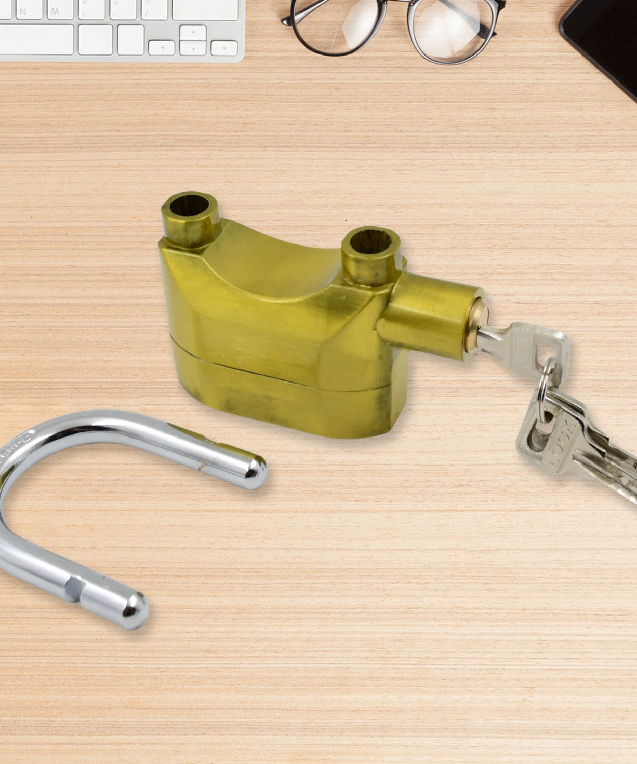 Security Alarm Metallic Lock System with 3 Keys (1 Set / Mix Color)