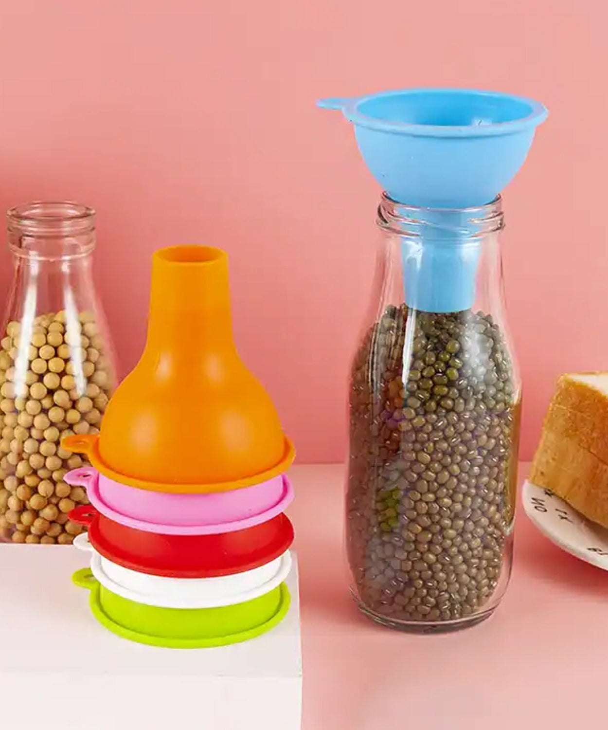 Silicone funnel designed for safe and efficient pouring