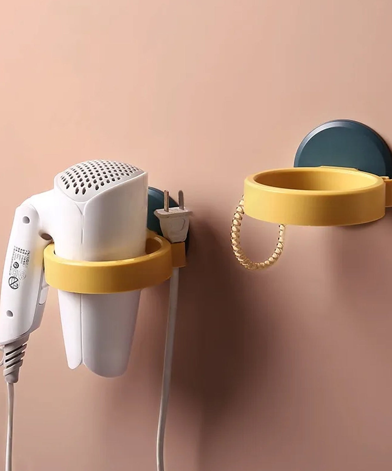 Wall Mount Hair Dryer Holder with Suction Cup, Plastic Wall Bracket for Bathroom, Beauty Salon / Home Use Self Adhesive Hair Dryer Stand Rack (1 Pc)