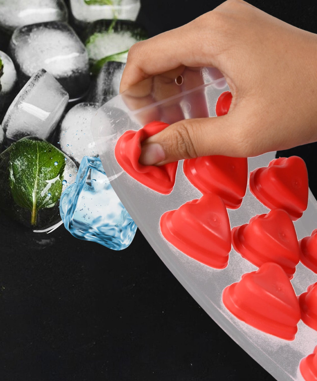 Silicone Mold Ice Cube Tray Creative Sweet Multi Type Ice Tray , Ice Cube Trays Multi Fruit Shape Ice Tray (1 Pc)