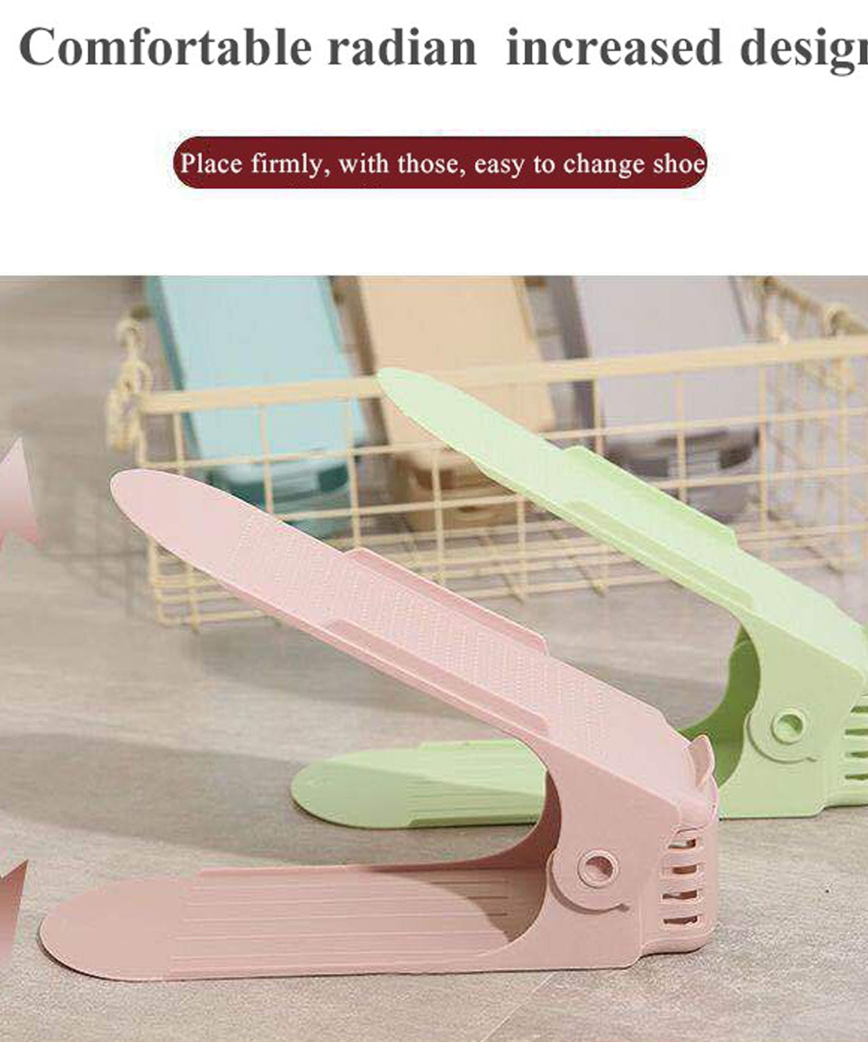 Folding shoe slots organizer with adjustable size options.