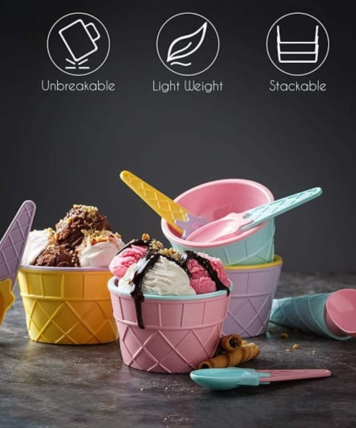 Set of ice cream bowls