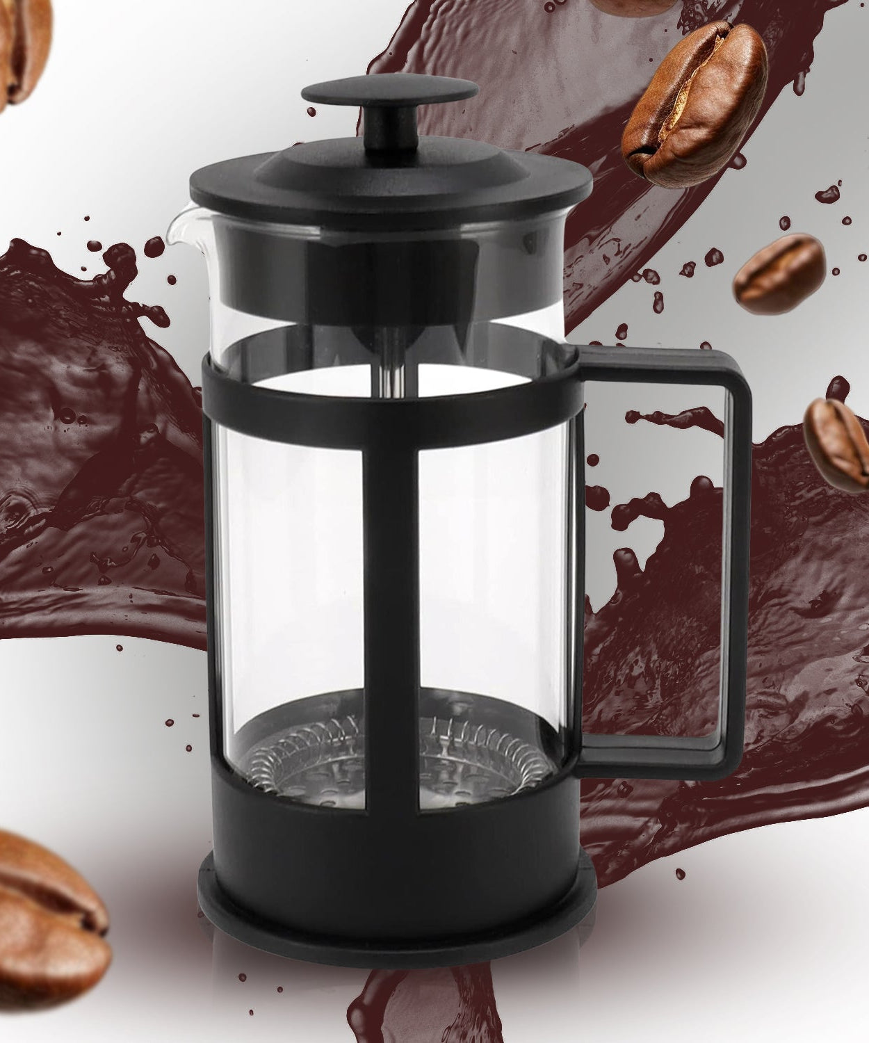 Coffee and Tea maker, Coffee Maker Glass Stainless Steel Coffee Press Glass Teapot for Camping Travel Gifts kitchen tools (Approx 350ml)