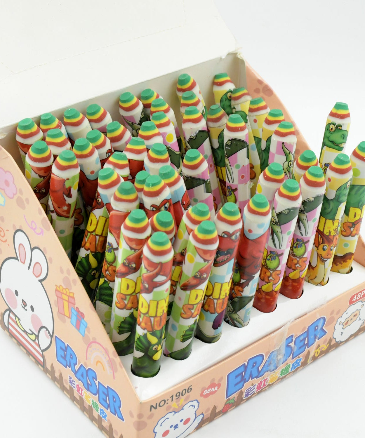 Fancy Erasers for Kids in Different Shapes – Rainbow Erasers, Stationery Gift for Kids Pencil Shaped Eraser for Children School Kids/Birthday Return Gift for Children (48 Pcs Set)