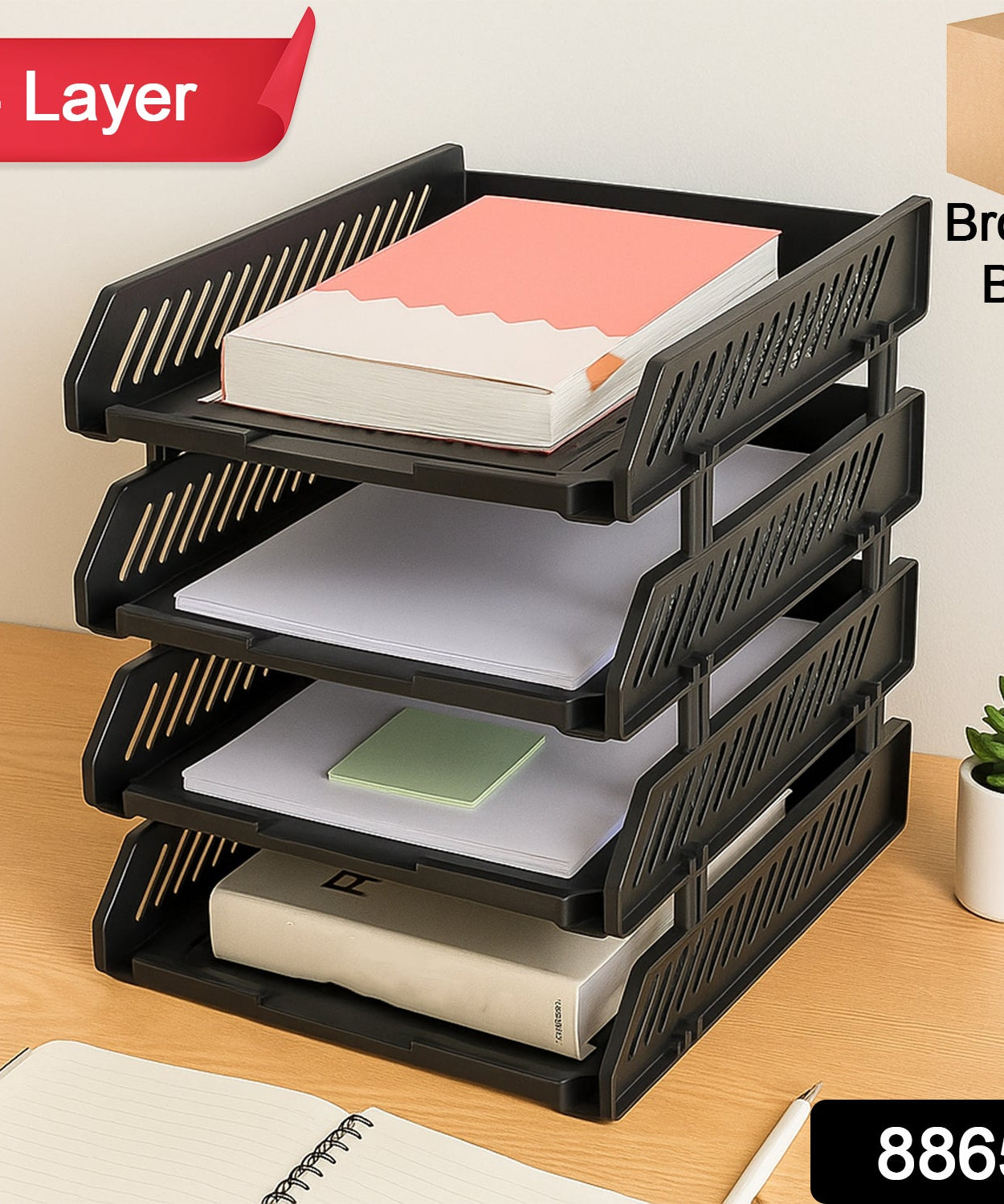 4-Layer Multifunctional File Rack with Drawers for Office Desk