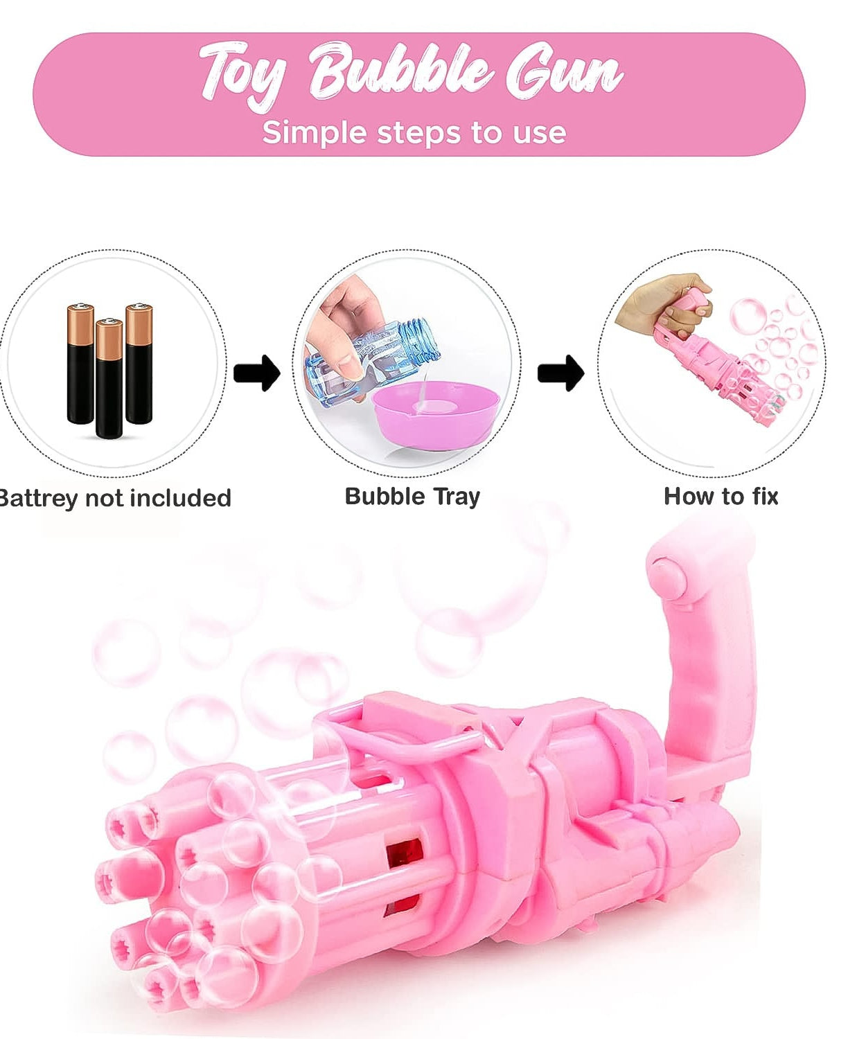 8-Hole battery operated Bubbles Gun Toys for Boys and Girls