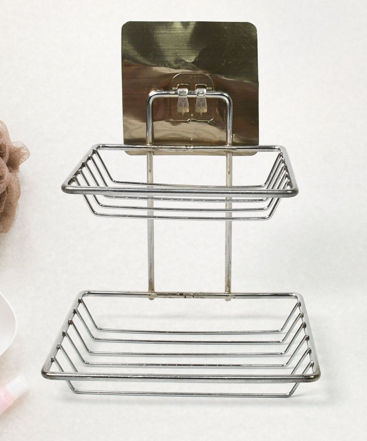 Kitchen Bathroom Soaps Storage Rack with 2 Hook for Home