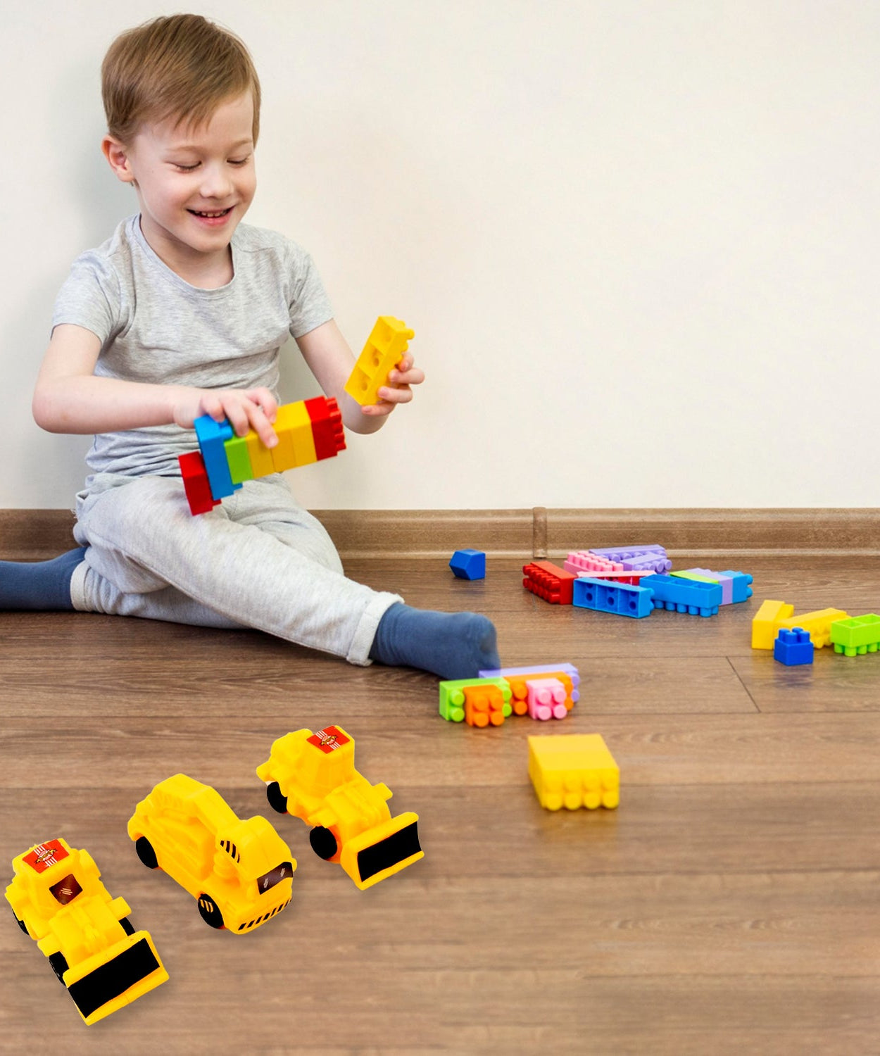 Vehicle Car Engineering Automobile Construction Car Toys Set for Children Kids Crane Excavator Road Roller Forklift Mixer Truck Transporter Truck Machine Construction Toys (6 Pcs Set)