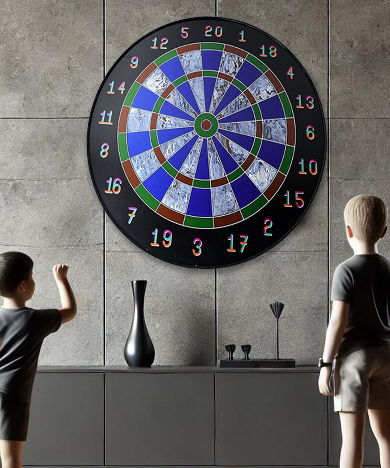 Magnetic Dart Board Game Set with 6 Soft-Tip Darts