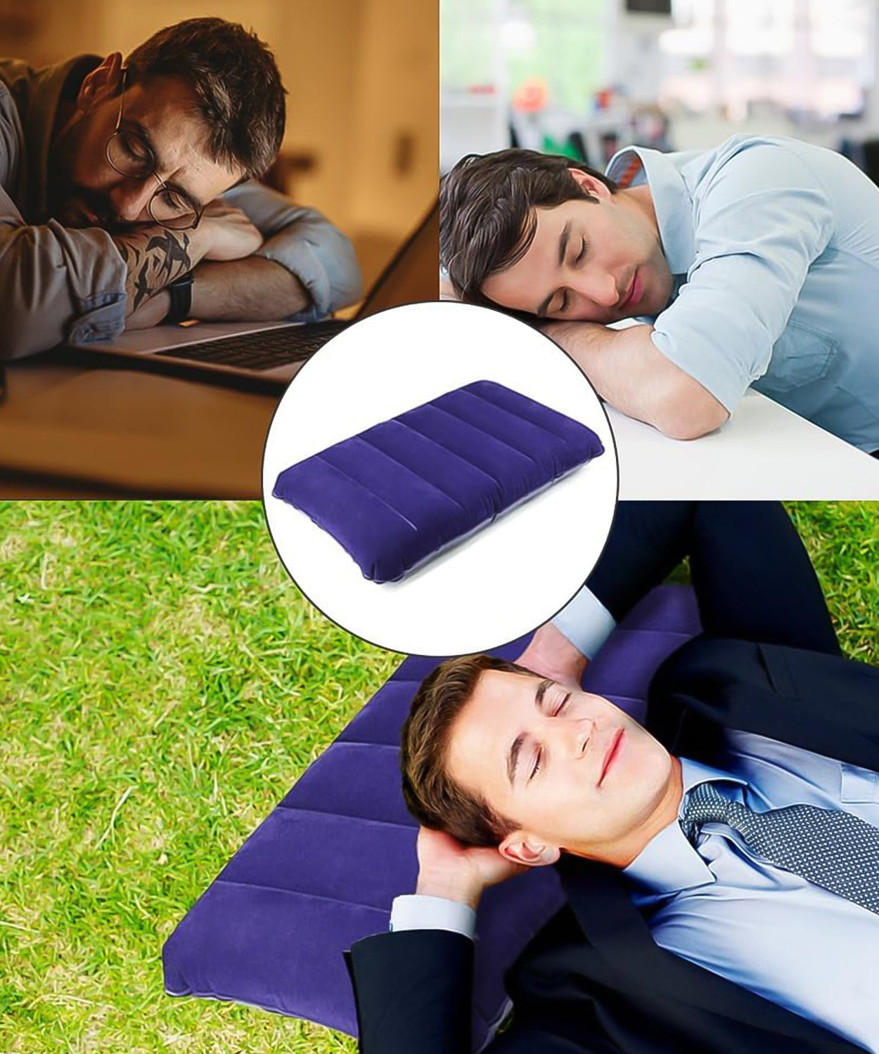 Velvet Air Inflatable Travel Pillow (Blue)