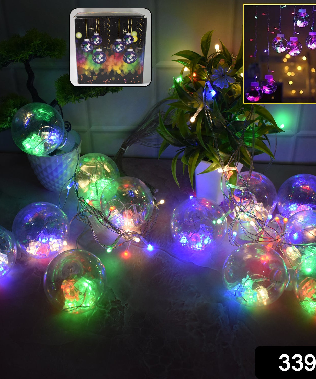 12  Wish Balls Window Curtain String Lights with 8 Flashing Modes Decoration for Home Decoration, Diwali & Wedding LED Christmas Light Indoor and Outdoor Light ,Festival Decoration (Plastic, Multi Color)