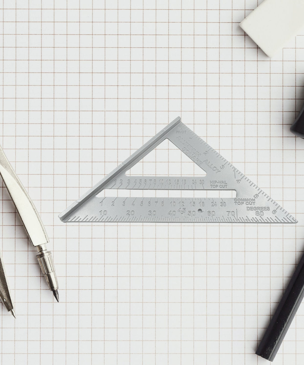 Double-Sided 45° Triangle Ruler – 7-Inch Aluminum Alloy Rafter Square for Home & Industrial Use