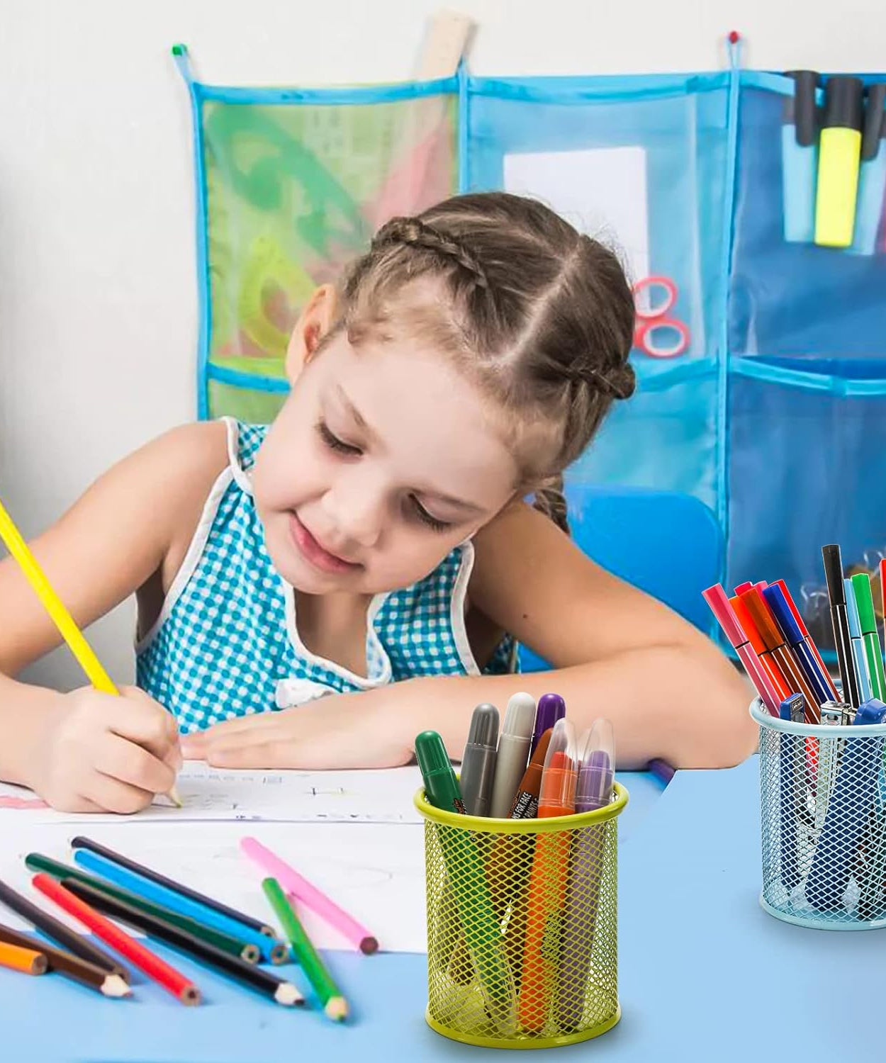 Metal Mesh Pen Holder for Desk (1 Pc): Pen Stand, Pencil Organizer, Stationery Storage