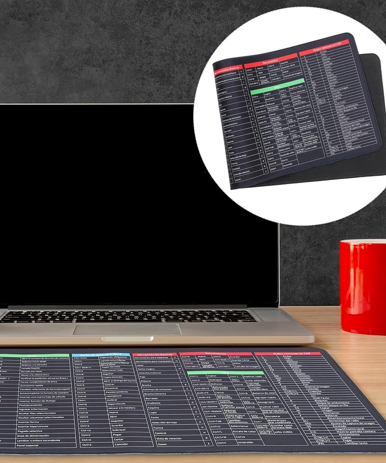 Mat of Shortcut Keyboard  Mouse Pad Mat Mouse Pads for Desk Quick Key Super Large Anti-slip Keyboard Pad Desk Accessories Desktop Mouse Pad Office Oversized Big Mouse Pad Rubber (80—30 Cm)