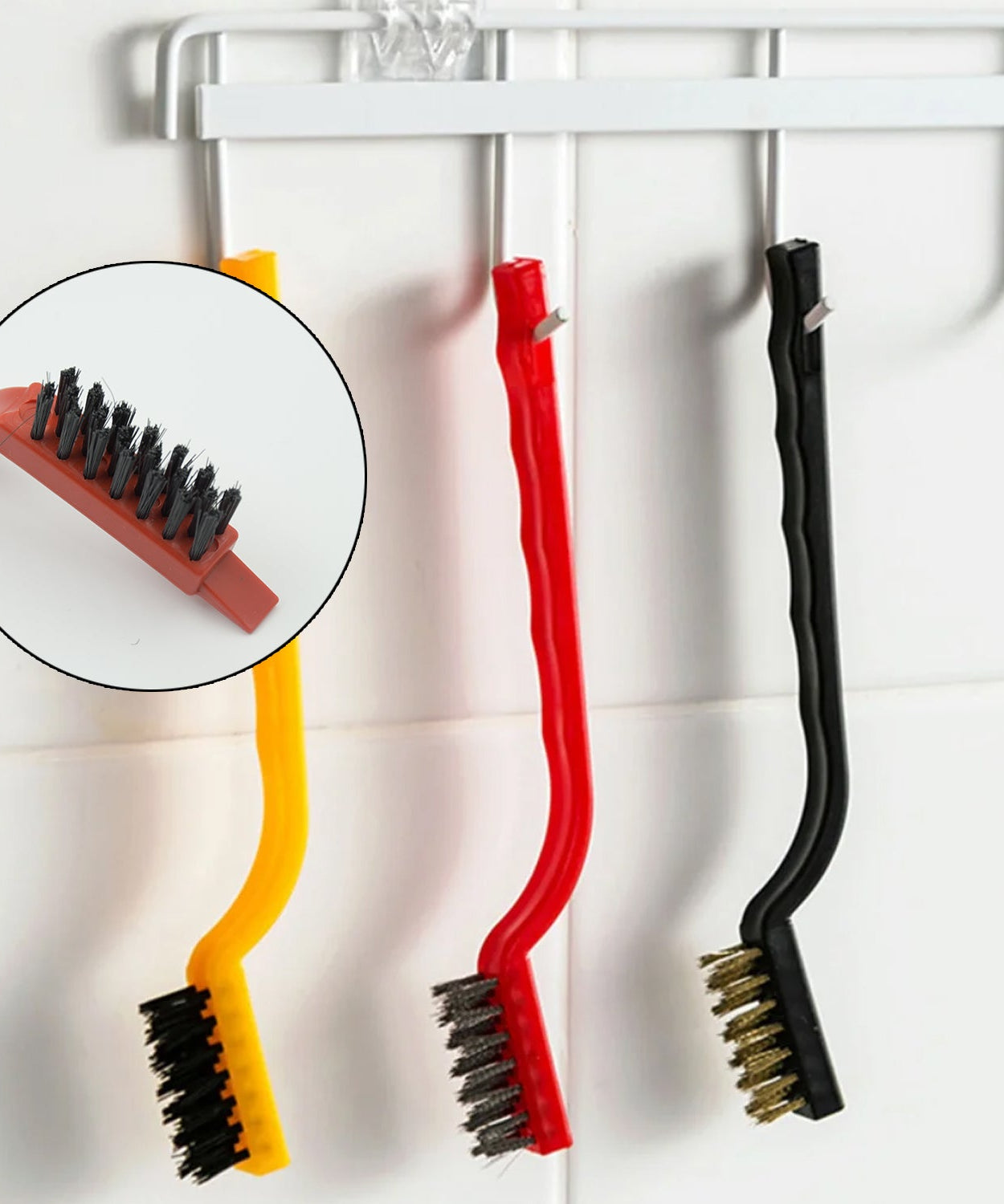 Mini Wire Brush Set - Brass, Nylon, Steel for Cleaning & Rust Removal (3 Pcs Set)