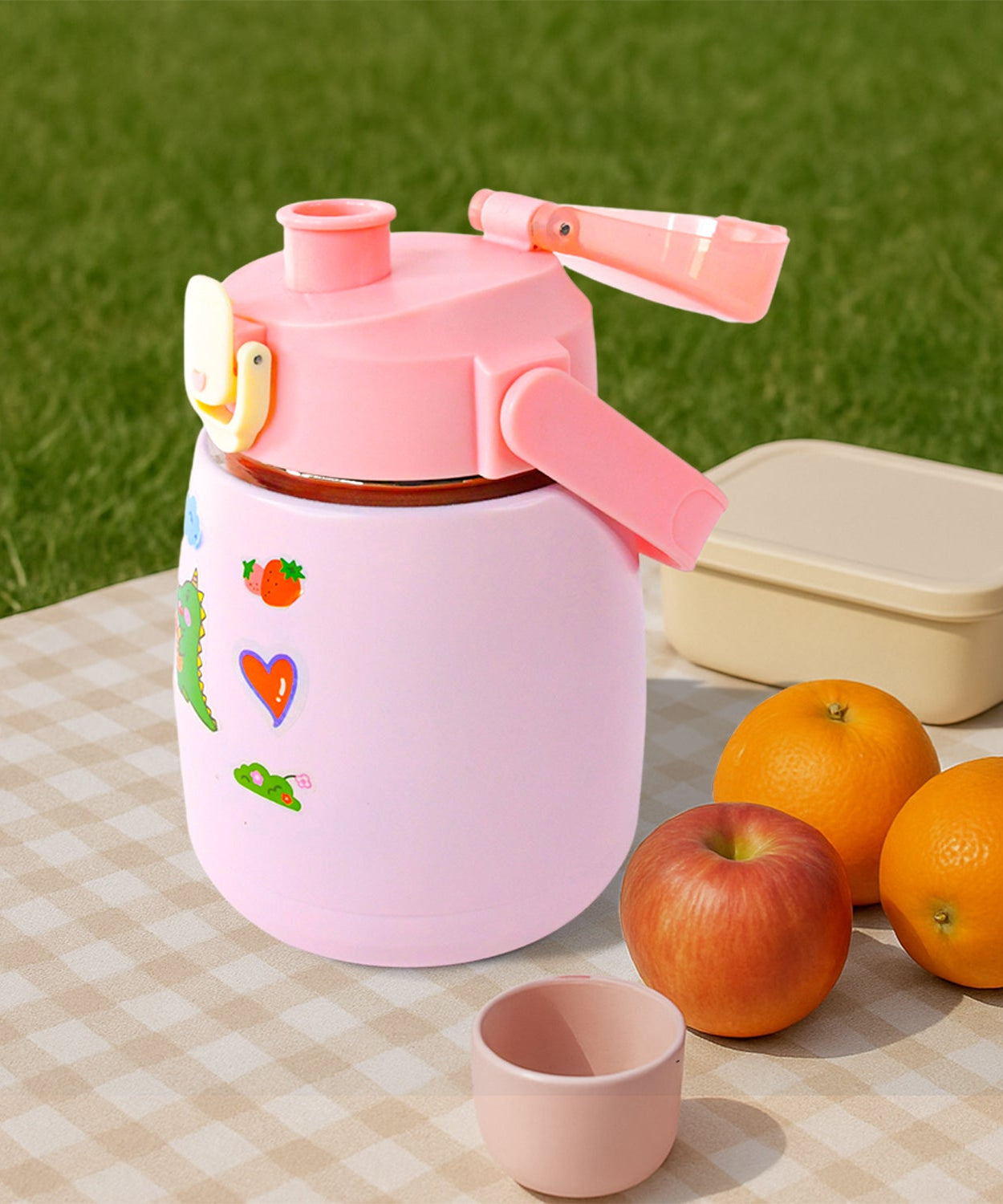 Stainless Steel Vacuum Insulated Water Bottle with Handle & Sticker (700 ML)