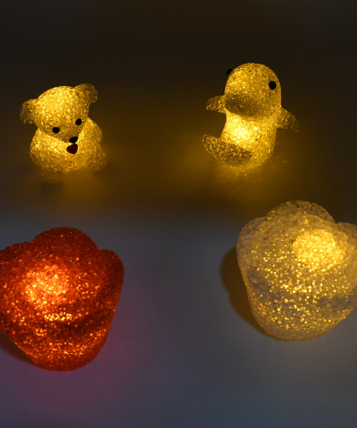 MULTI SHAPE SMALL LIGHT LAMPS LED SHAPE CRYSTAL NIGHT LIGHT LAMP (6 PC SET)