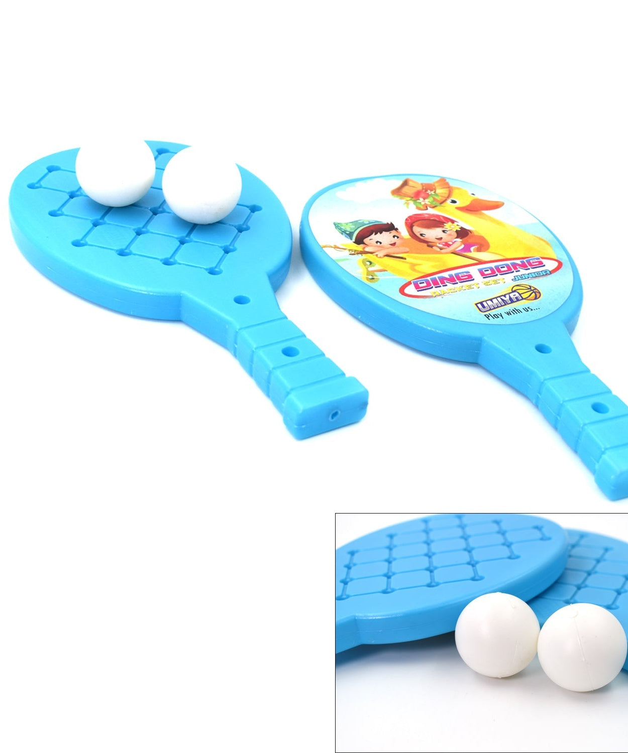 Set of table tennis rackets and ball for children.