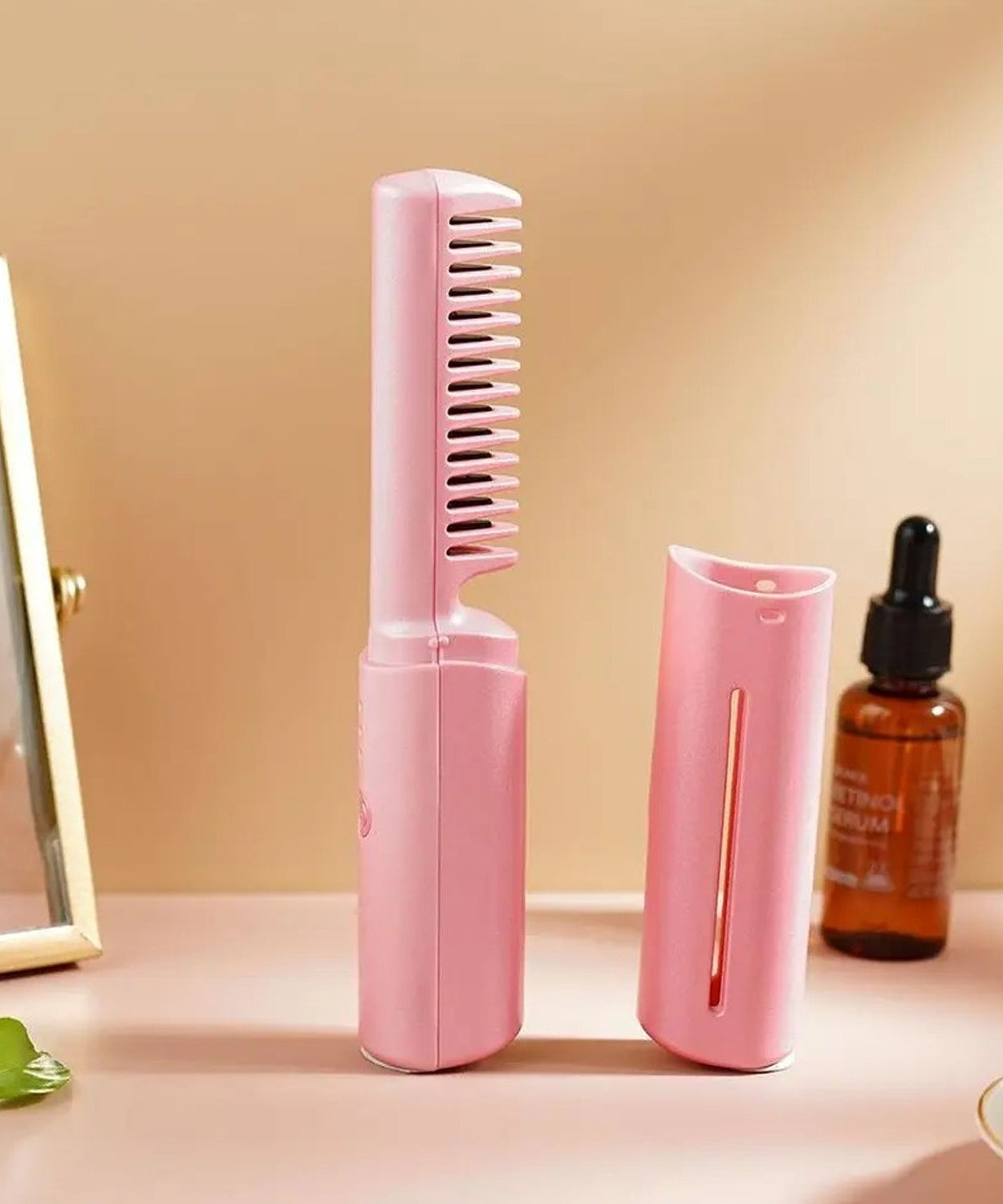 Rechargeable Mini Hair Straightener, Travel Portable USB Charging Cordless Hair Straightener Bursh, Three Temperature Adjustments Flat Iron Comb (1 Pc)