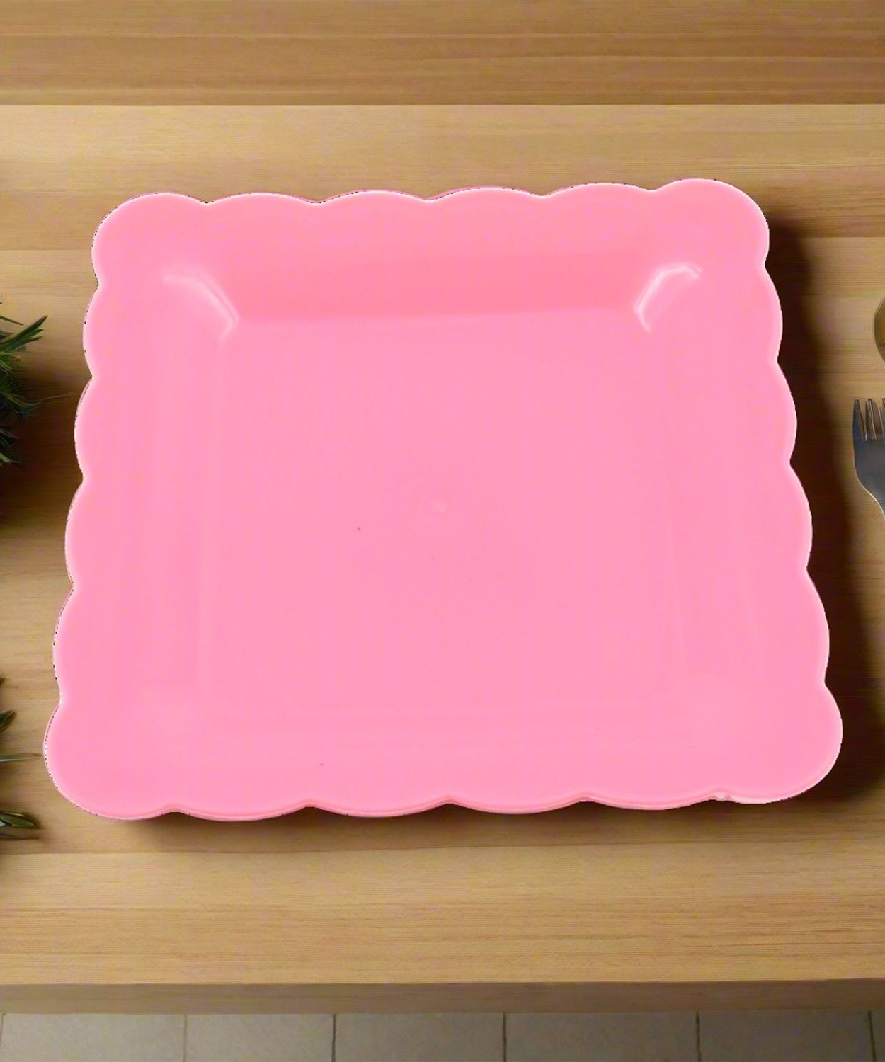 Square Plastic Dinner Plate Snacks / Breakfast, Restaurant Serving Trays Home School Coffee Hotel Kitchen Office (8 Pcs Set)