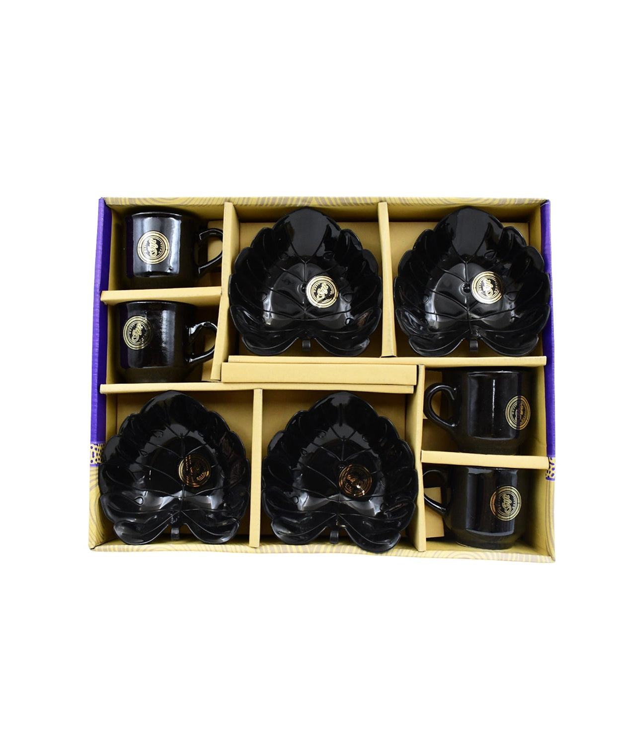 A One Ceramic Tea / cups / Mug Set With Leaf Shape Serving Bowl (8 Pcs set)