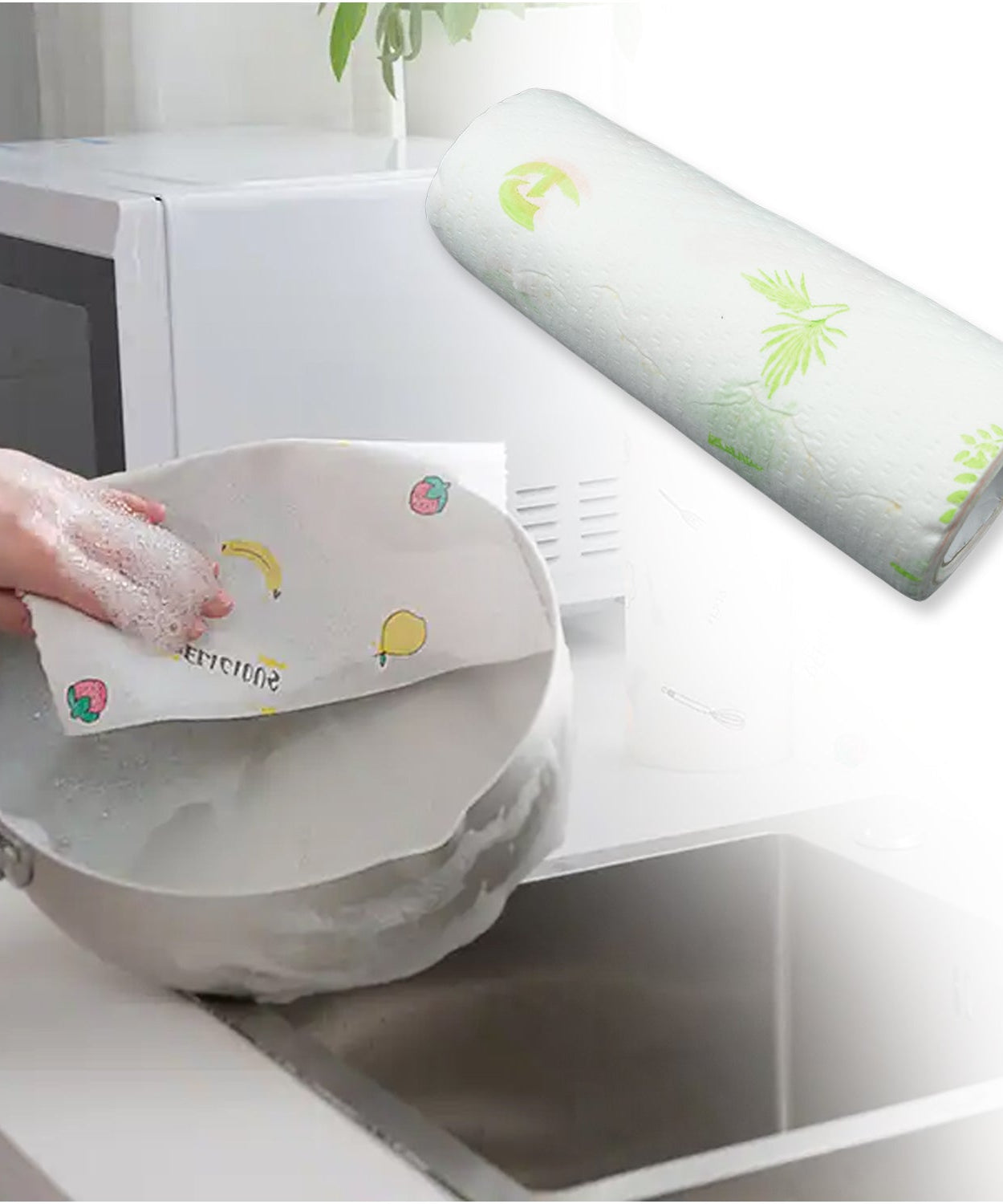 Non Woven Reusable and Washable Kitchen Printed Tissue Roll Non-stick Oil Absorbing Paper Roll Kitchen Special Paper Towel Wipe Paper Dish Cloth Cleaning Cloth 40 sheets / Pulls