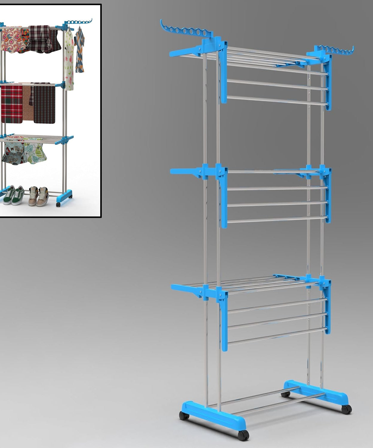 Stainless Steel 3 Layer Foldable Cloth Drying Stand