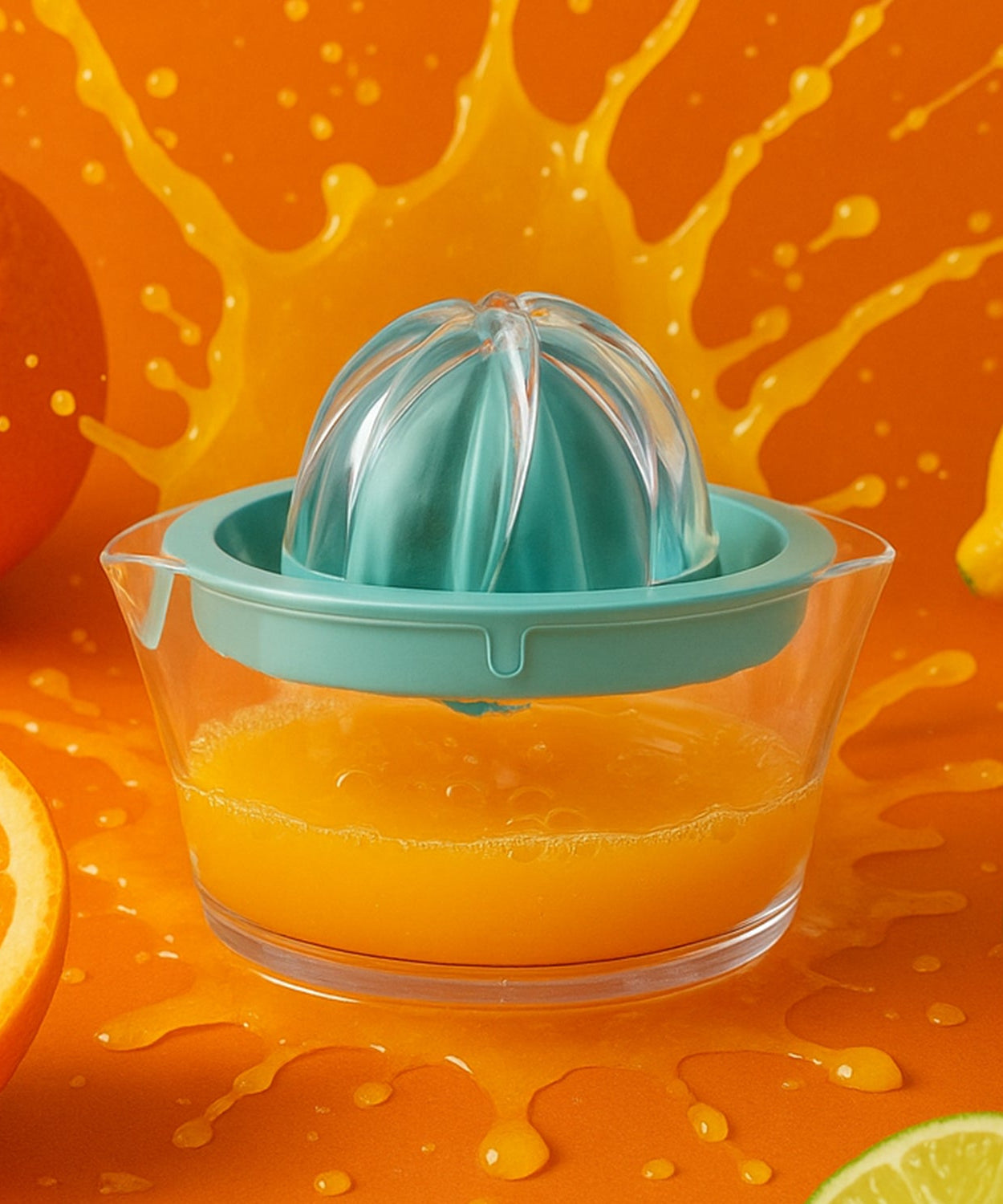 Manual Drink Orange Lemon Citrus Lime Fruit Juice Juicer Squeezer, BPA Free, Press & Pourer With Lid Plastic Manual (1 Pc)