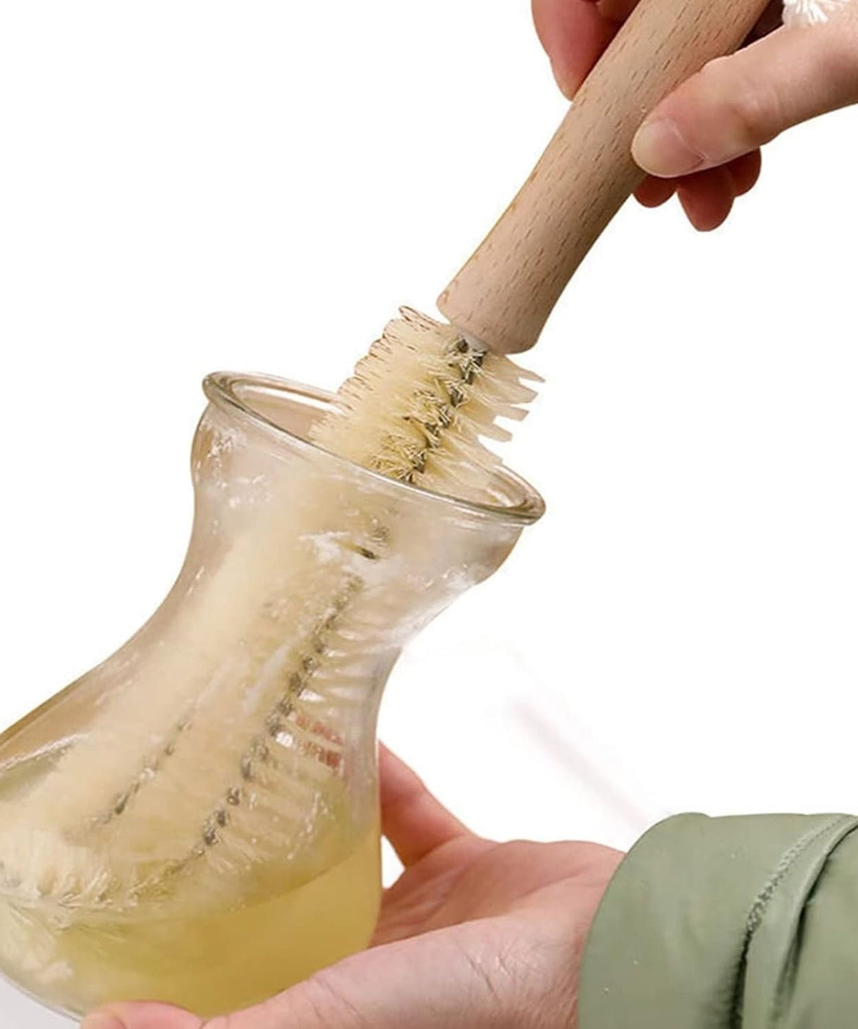 13 inch Bottle Brush, Bristle Brush with  Wood Handle, Washing Brush with Wooden Handle, Kitchen Cleaning Tool, Brushes for Dish, Tumbler, Teapot, Cup, Pan