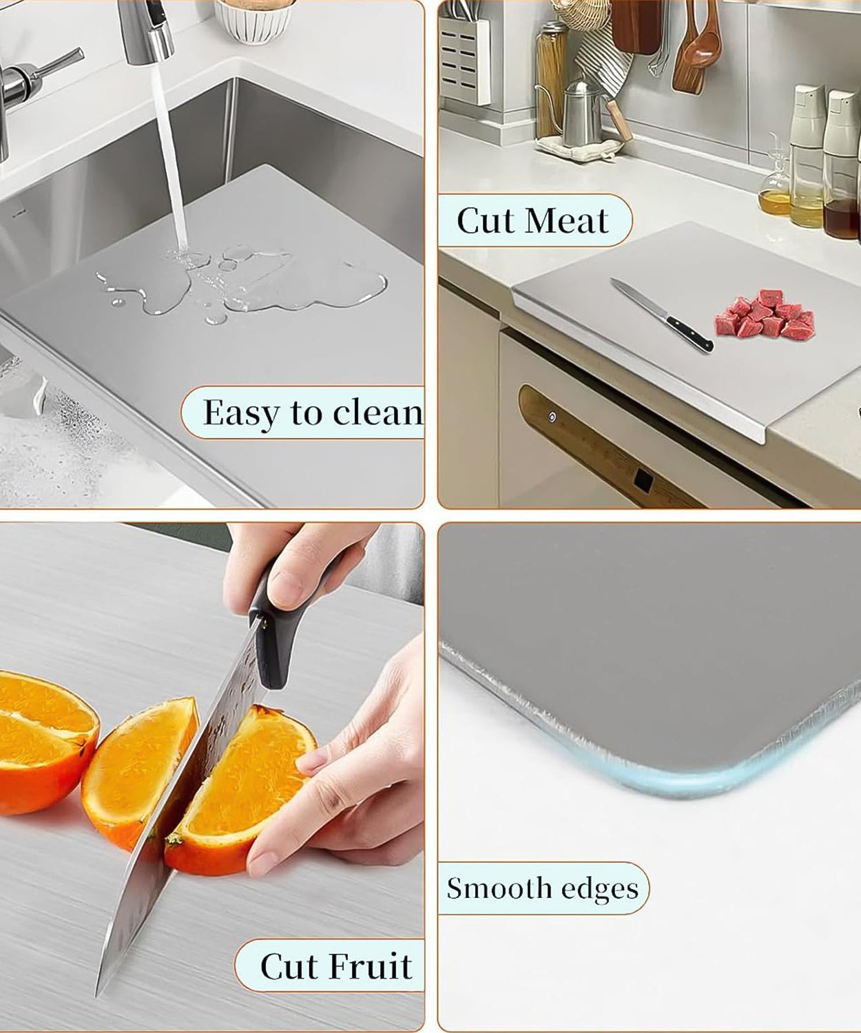 Premium Stainless Steel Anti-Bacterial Chopping Board for Kitchen (1 Pc)