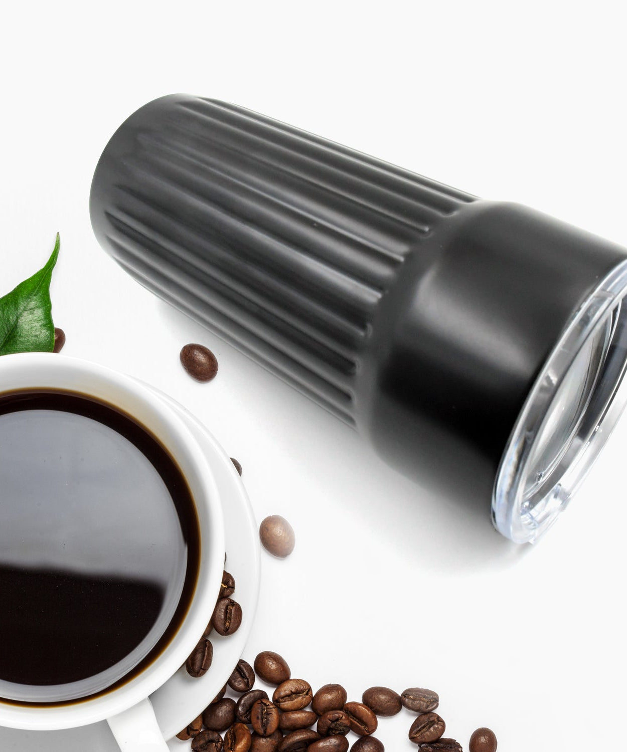 Leak-proof stainless steel mug for coffee and tea on the go.
