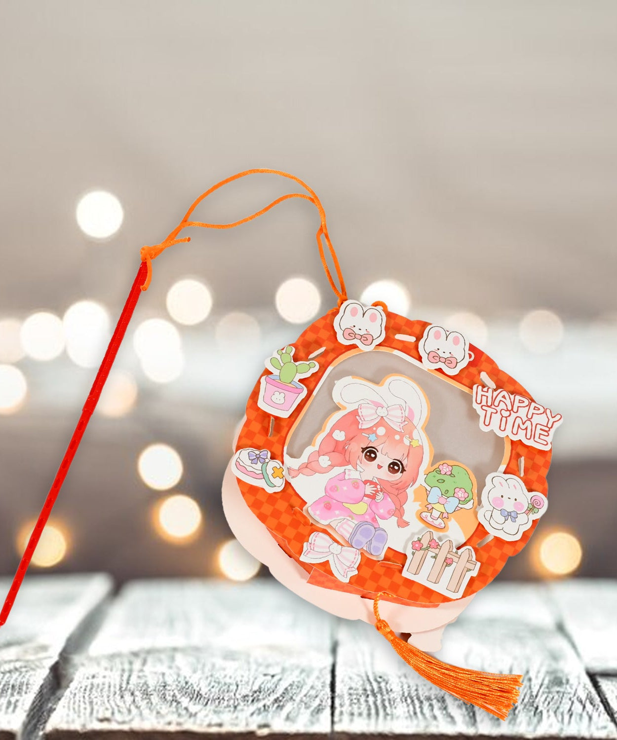 DIY Handmade Cartoon Paper Lanterns – Antique Hollow-Out LED Projection for Festival Decor